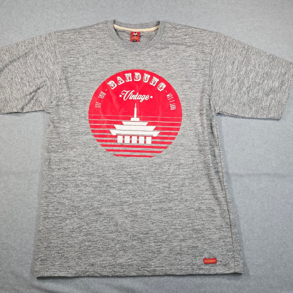 Okitawa Bandung Vintage West Java Graphic Tee Heather Grey Mens XXXL